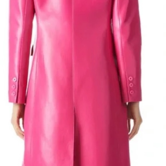 VEGAN LEATHER NOTCH COLLAR LONG BLAZER brand new, but tags have been removed. - Picture 2 of 6